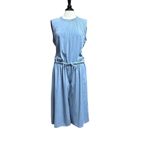 Pinch Blue Sleeveless Wide Leg Crop Jumpsuit Size Large - Picture 1 of 5